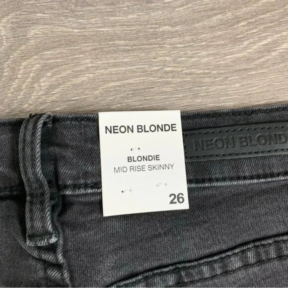 Free People NEON BLONDE Skinny Jeans Distressed Black Denim High rise waist 26 - Picture 11 of 16